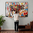 Texas Bull Wall Art Canvas Print, Abstract Graffiti Bull by MyGreatCanvas | Canvas Wall Art Prints | Photo Prints & Wall Decor