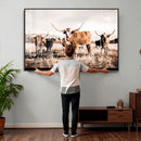 Texas Longhorn Cattle Wall Art Canvas Print, Sepia Western by MyGreatCanvas | Canvas Wall Art Prints | Photo Prints & Wall Decor
