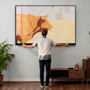 Minimal Longhorn Bull Wall Art Canvas Print, Neutral Western by MyGreatCanvas | Canvas Wall Art Prints | Photo Prints & Wall Decor