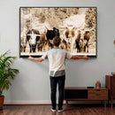 Western Longhorn Herd Wall Art Canvas Print, Sepia Texas by MyGreatCanvas | Canvas Wall Art Prints | Photo Prints & Wall Decor