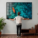 Turquoise Ocean Boat Wall Art Canvas Print by MyGreatCanvas | Canvas Wall Art Prints | Photo Prints & Wall Decor