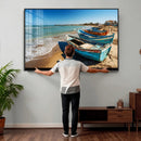 Coastal Fishing Boats Wall Art Canvas Print, Sunset Beach by MyGreatCanvas | Canvas Wall Art Prints | Photo Prints & Wall Decor