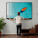 Minimalist Boat Wall Art Canvas Print, Aerial Sea Landscape by MyGreatCanvas | Canvas Wall Art Prints | Photo Prints & Wall Decor
