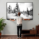 Black and White Snowy Pine Forest Wall Art Canvas Print, by MyGreatCanvas | Canvas Wall Art Prints | Photo Prints & Wall Decor