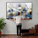 Large Abstract Flowers Wall Art Canvas Print – Gold and Blue by MyGreatCanvas | Canvas Wall Art Prints | Photo Prints & Wall Decor