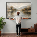 Neutral Abstract River Landscape Wall Art Canvas Print by MyGreatCanvas | Canvas Wall Art Prints | Photo Prints & Wall Decor