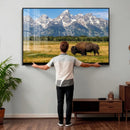 Bison in Mountain Landscape Wall Art Canvas Print – Western by MyGreatCanvas | Canvas Wall Art Prints | Photo Prints & Wall Decor