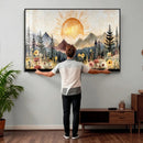 Boho Mountain Landscape Large Wall Art, Horizontal Gold by MyGreatCanvas | Canvas Wall Art Prints | Photo Prints & Wall Decor
