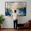 Blue Gold Abstract Large Framed Canvas Wall Art, Modern by MyGreatCanvas | Canvas Wall Art Prints | Photo Prints & Wall Decor