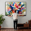 Geometric Abstract Wall Art Canvas Print, Orange Blue by MyGreatCanvas | Canvas Wall Art Prints | Photo Prints & Wall Decor
