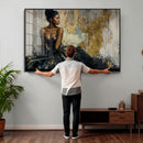 Black Woman Canvas Wall Art — Black Gold Gown Fashion Print by MyGreatCanvas | Canvas Wall Art Prints | Photo Prints & Wall Decor
