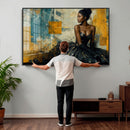Elegant Woman Canvas Wall Art — Black Gold Gown Fashion by MyGreatCanvas | Canvas Wall Art Prints | Photo Prints & Wall Decor