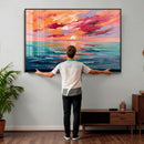 Bold Palette Knife Ocean Sunset Canvas — Orange Pink Teal by MyGreatCanvas | Canvas Wall Art Prints | Photo Prints & Wall Decor