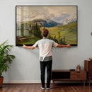 Konrad Petrides Sexten Village Canvas Print, Alpine Mountain Valley Painting, Dolomites Landscape Art by MyGreatCanvas | Canvas Wall Art Prints | Photo Prints & Wall Decor