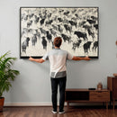 Longhorn Cattle Canvas Wall Art, Black White Stampede Ink by MyGreatCanvas | Canvas Wall Art Prints | Photo Prints & Wall Decor