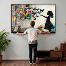 Banksy Butterfly Girl Wall Art Canvas Print, Framed Street by MyGreatCanvas | Canvas Wall Art Prints | Photo Prints & Wall Decor