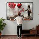 Girl Graffiti Wall Art Canvas Print, Red Balloon Heart by MyGreatCanvas | Canvas Wall Art Prints | Photo Prints & Wall Decor