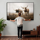 Texas Longhorn Canvas Wall Art Western Bull Desert Moody by MyGreatCanvas | Canvas Wall Art Prints | Photo Prints & Wall Decor