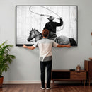 Cowboy Lasso Canvas Wall Art, Black White Western Horse by MyGreatCanvas | Canvas Wall Art Prints | Photo Prints & Wall Decor