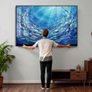 School of Fish Canvas Print | Blue Ocean Underwater Wall Art by MyGreatCanvas | Canvas Wall Art Prints | Photo Prints & Wall Decor