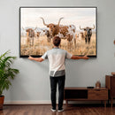 Texas Longhorn Canvas Wall Art, Rustic Farm Animal Photography Print, Farmhouse Country Decor, Western Ranch Art by MyGreatCanvas | Canvas Wall Art Prints | Photo Prints & Wall Decor
