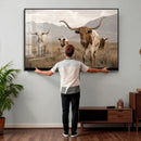 Rustic Texas Longhorn Cow Canvas Wall Art Print, Rustic Farm Animal Photography Print, Farmhouse Country Decor, Western Ranch Art by MyGreatCanvas | Canvas Wall Art Prints | Photo Prints & Wall Decor