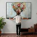 Golden Petal Wall Art Canvas Print - Silhouette Woman Wall