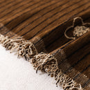 Chenille Camellia Floral Sofa Throw Cover Couch Blanket with Striped Jacquard