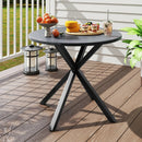 33.5 Inch Round Patio Bistro Table with Wood-Like Top and X-Shaped Legs-Gray by LJGDeals