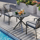 33.5 Inch Round Patio Bistro Table with Wood-Like Top and X-Shaped Legs-Gray by LJGDeals