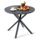 33.5 Inch Round Patio Bistro Table with Wood-Like Top and X-Shaped Legs-Gray by LJGDeals