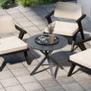 33.5 Inch Round Patio Bistro Table with Wood-Like Top and X-Shaped Legs-Gray by LJGDeals