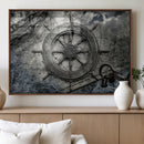 Ship Steering Wheel Vintage Wall Art Canvas Print
