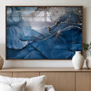 Navy Blue Canvas Art Abstract Print – Elegant Triptych