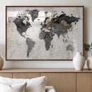 Abstract Map Printing - Modern World Map Canvas Wall Art for