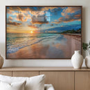 Sunset Beach Canvas Wall Art – Tropical Triptych Seascape