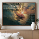 Ocean Wave Sunset Canvas Wall Art – Triptych Seascape Print