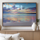 Tranquil Pastel Sunset Beach Triptych Canvas Art, Soothing