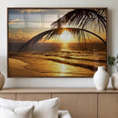 Golden Tropical Beach Sunset Canvas Triptych, Coastal Palm by MyGreatCanvas | Canvas Wall Art Prints | Photo Prints & Wall Decor