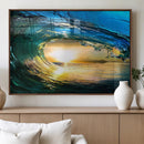 Ocean Wave at Sunset Canvas Art, Large Wall Print of Vibrant