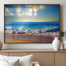 Tropical Beach Sunset Canvas Art, Ocean Waves and Sandy