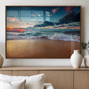 Sunset on Beach Wall Art Ocean Beach Canvas Print