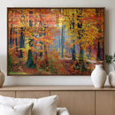 Autumn Red Forest Triptych Canvas Wall Art Print, Forest