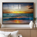 Vibrant Ocean Sunrise Over Golden Beach Waves, Giclee Canvas