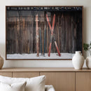Vintage Ski Gear Canvas Print, Vintage Ski Gear Against