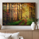 Sunlight Through Trees Wall Art Canvas Print - Autumn Forest