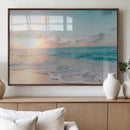 Tranquil Ocean Beach Sunset Canvas Wall Art | 3-Panel