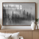 Foggy Misty Forest Canvas Wall Art – Black and White