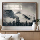 Forest Mountain Print - Black and White Canvas Wall Art with