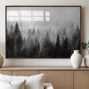 Foggy Black and White Forest Canvas Wall Art, 3 Panel Misty